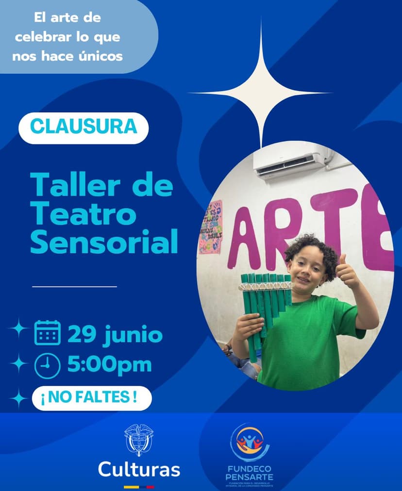 Flyer promocional de Taller de Teatro Sensorial